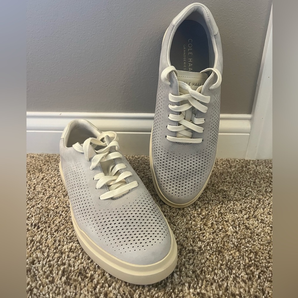 Cole Haan Men’s 10.5 GrandPro Rally Laser Cut Sneakers Light Gray Style #C37244